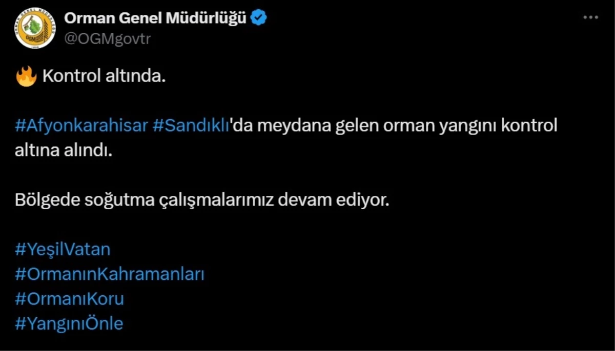 Afyonkarahisar Sandıklı’da çıkan orman yangını kontrol altına alındı